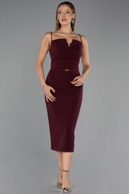 Midi Burgundy Cocktail Dress ABK2687