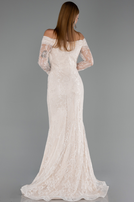 Long Beige Dantelle Evening Dress ABU5617