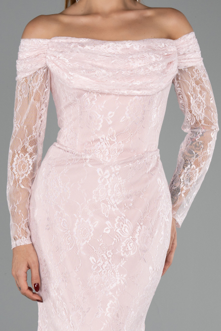 Long Powder Color Dantelle Evening Dress ABU5617