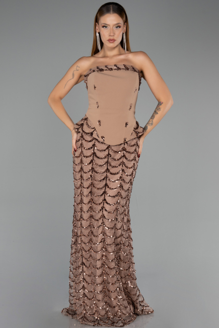 Long Copper Scaly Evening Dress ABU5919