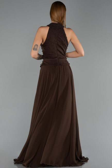 Long Brown Chiffon Evening Dress ABU6550