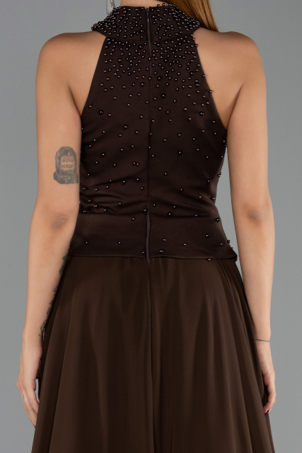 Long Brown Chiffon Evening Dress ABU6550