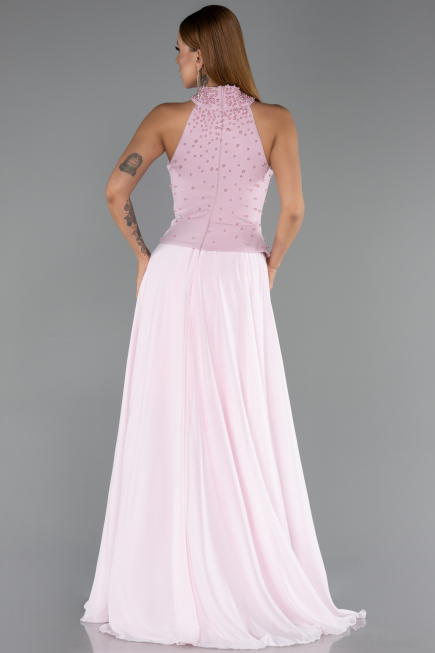 Long Powder Color Chiffon Evening Dress ABU6550