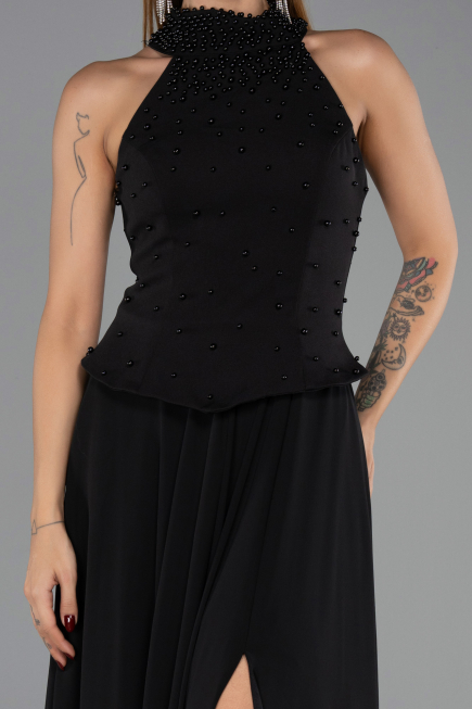 Long Black Chiffon Evening Dress ABU6550