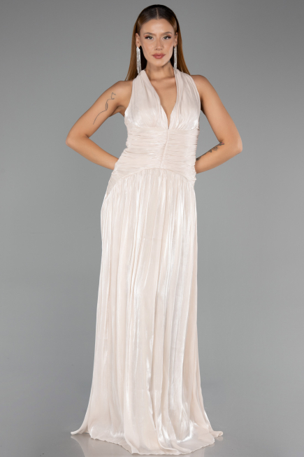 Long Beige Chiffon Evening Dress ABU6551