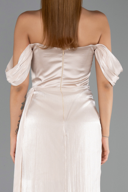Long Beige Chiffon Evening Dress ABU6496