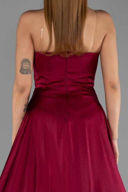 Long Plum Satin Evening Dress ABU6553