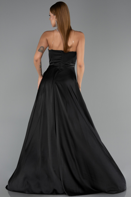 Long Black Satin Evening Dress ABU6553