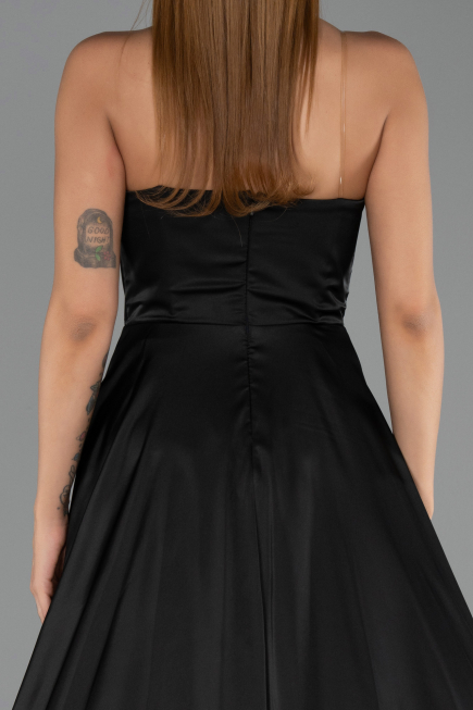 Long Black Satin Evening Dress ABU6553