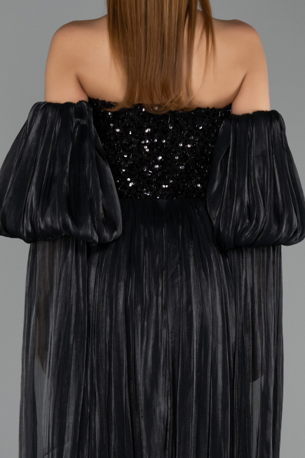 Long Black Chiffon Evening Dress ABU6533