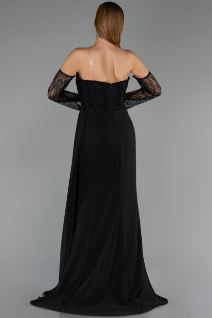 Black Long Chiffon Evening Dress ABU5791