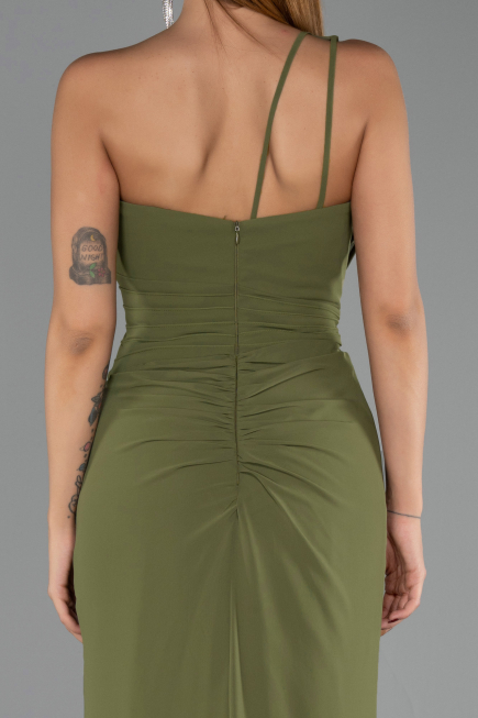 Long Oil Green Chiffon Evening Dress ABU6500