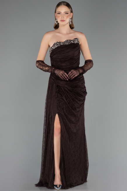 Long Brown Dantelle Evening Dress ABU6562