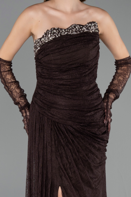 Long Brown Dantelle Evening Dress ABU6562