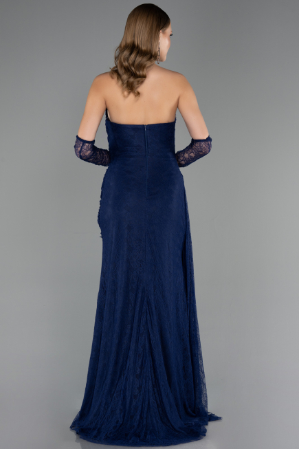 Long Navy Blue Dantelle Evening Dress ABU6562