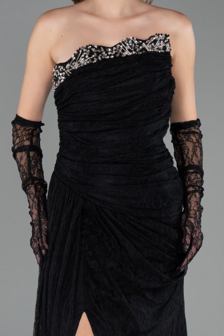 Long Black Dantelle Evening Dress ABU6562