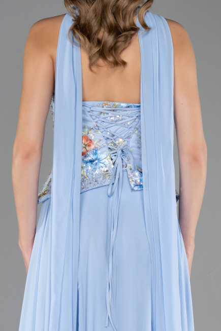 Long Light Blue Chiffon Evening Dress ABU6391