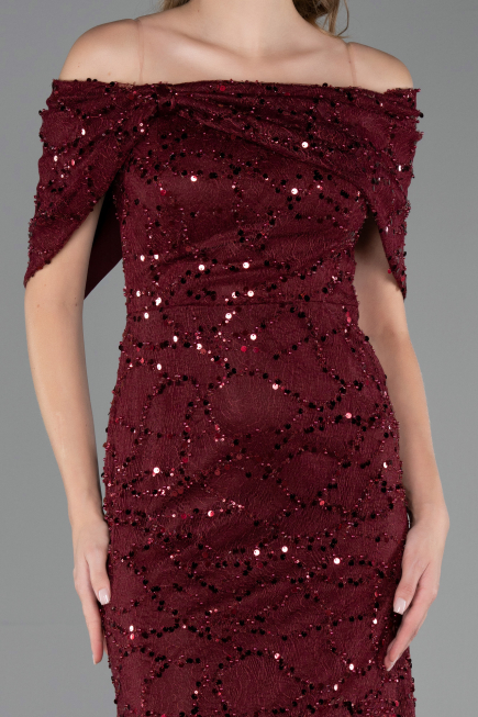Long Burgundy Dantelle Prom Gown ABU6119