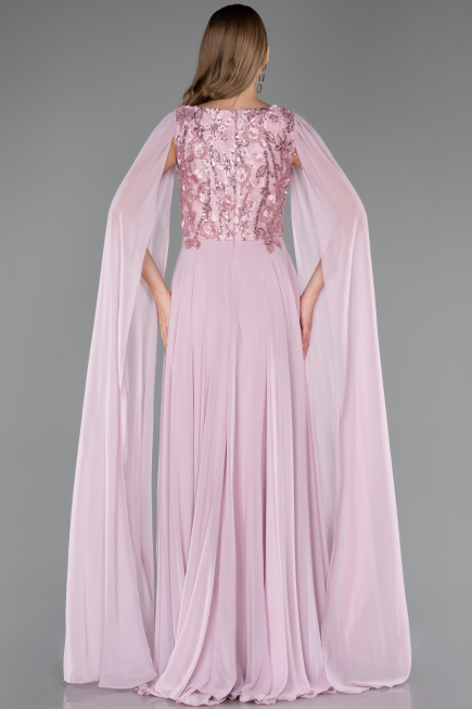 Long Powder Color Chiffon Evening Dress ABU6566