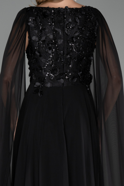 Long Black Chiffon Evening Dress ABU6566