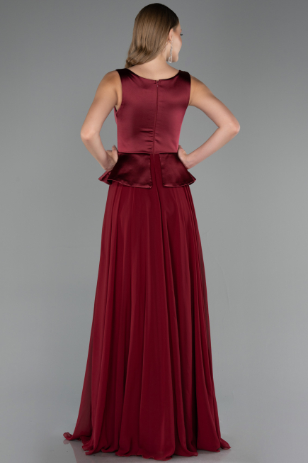 Long Burgundy Chiffon Evening Dress ABU6568