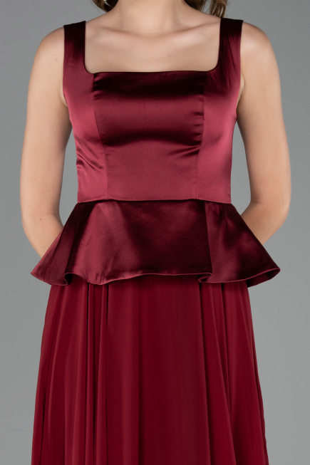 Long Burgundy Chiffon Evening Dress ABU6568