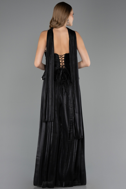 Long Black Chiffon Evening Dress ABU6570