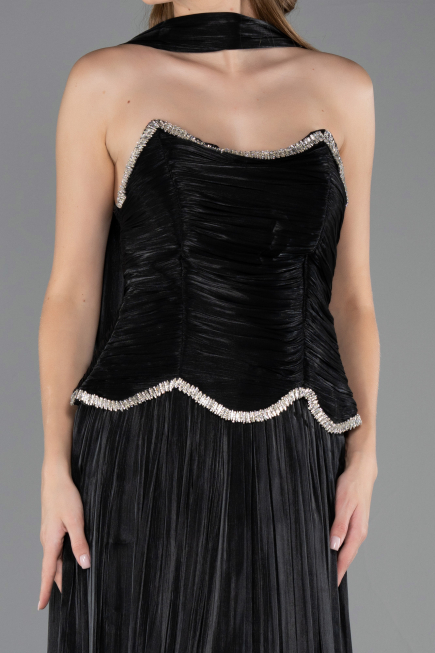 Long Black Chiffon Evening Dress ABU6570