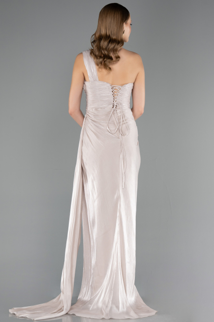 Long Beige Chiffon Prom Gown ABU6511