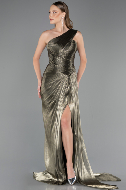 Long Olive Drab Chiffon Prom Gown ABU6511