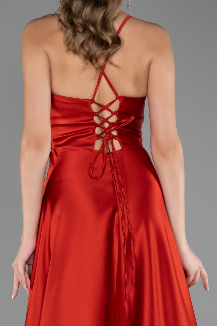 Long Brick Satin Prom Gown ABU6573
