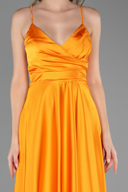 Long Orange Satin Prom Gown ABU6573