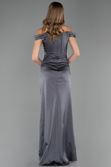 Long Anthracite Satin Mermaid Prom Dress ABU6574