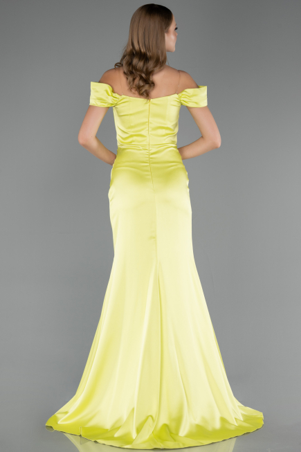 Long Pistachio Green Satin Plus Size Evening Gown ABU6577