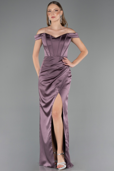Long Lavender Satin Mermaid Prom Dress ABU6574