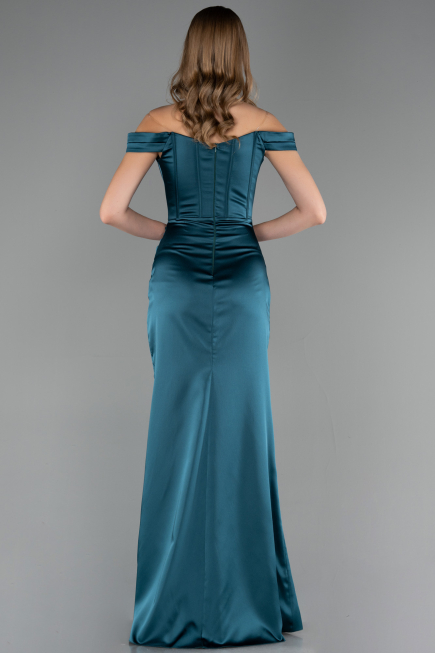 Long Oil Green Satin Mermaid Prom Dress ABU6574