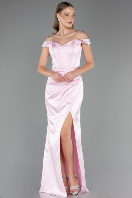 Long Powder Color Satin Mermaid Prom Dress ABU6574