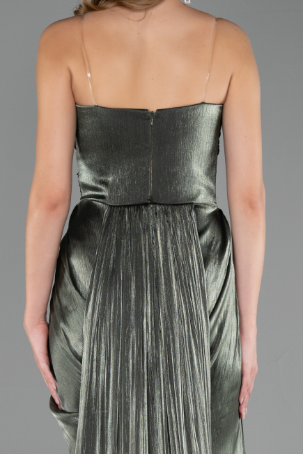 Long Olive Drab Chiffon Plus Size Evening Dress ABU6582