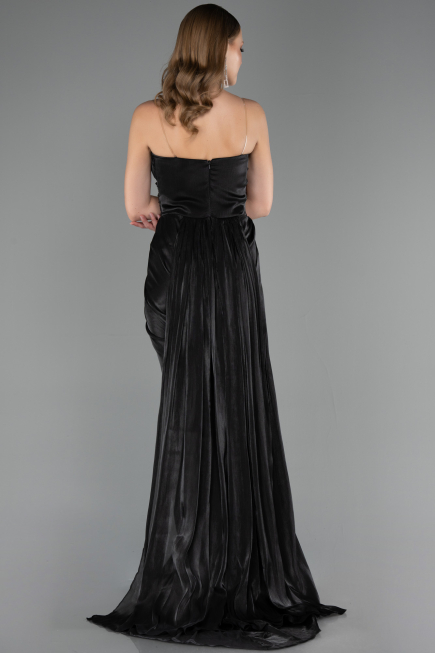 Long Black Chiffon Plus Size Evening Dress ABU6582