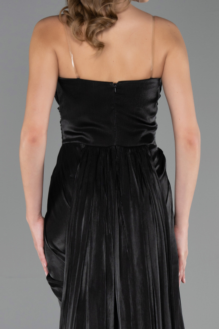 Long Black Chiffon Plus Size Evening Dress ABU6582