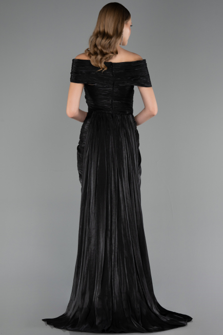 Long Black Chiffon Evening Dress ABU6581