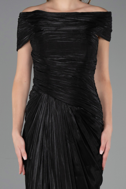 Long Black Chiffon Evening Dress ABU6581