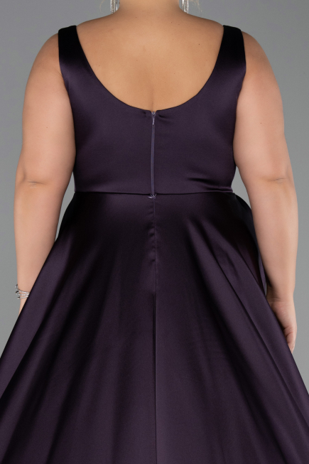 Long Dark Purple Satin Prom Gown ABU6572