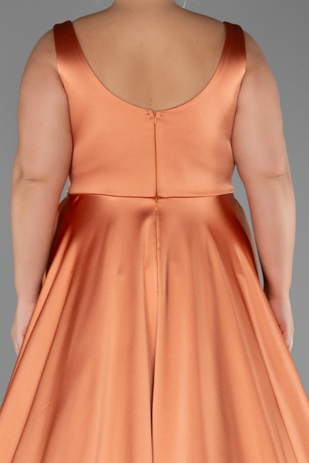 Long Orange Satin Plus Size Evening Dress ABU6576