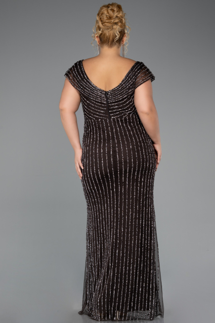 Long Brown Stony Plus Size Evening Dress ABU5439