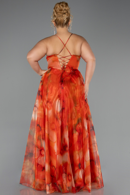 Long Orange Plus Size Prom Dress ABU6586