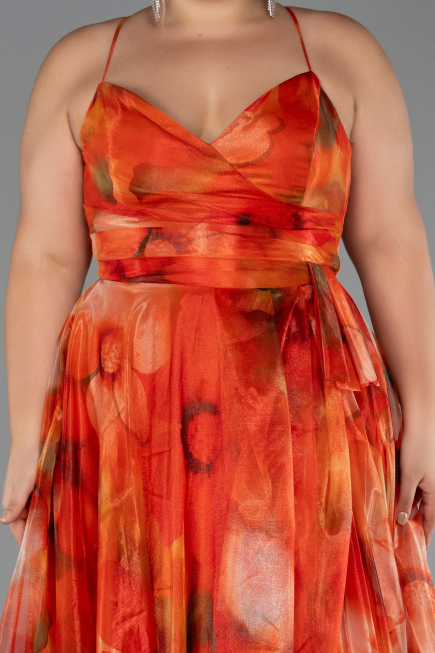 Long Orange Plus Size Prom Dress ABU6586