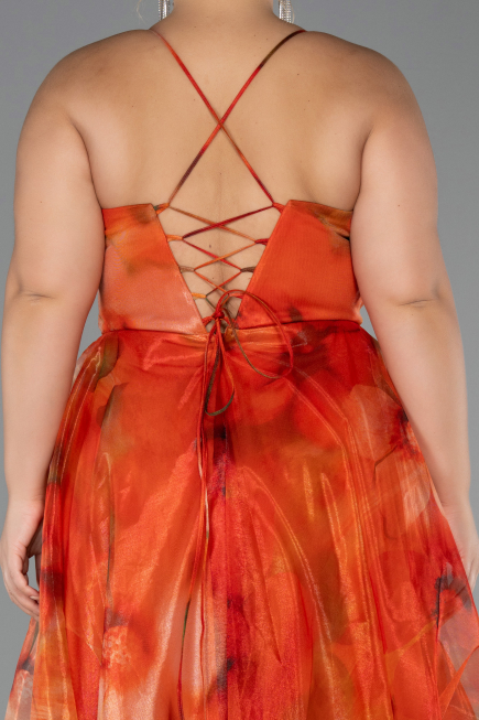 Long Orange Plus Size Prom Dress ABU6586