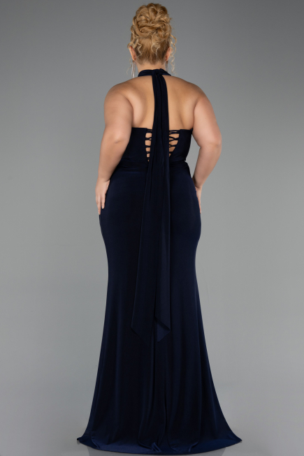 Long Navy Blue Plus Size Evening Dress ABU6539