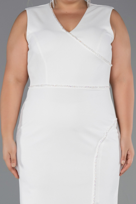 Midi White Plus Size Party Dress ABK2690